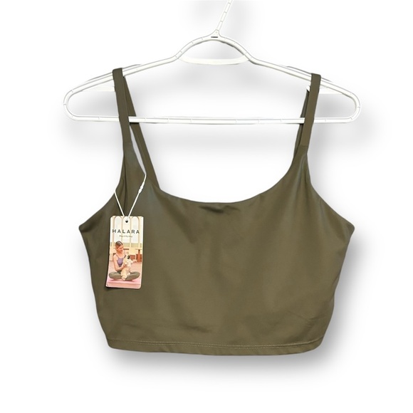 🎄🎁Halara 1X New Padded Cropped Yoga Cami / Bra Olive Green - Picture 2 of 11